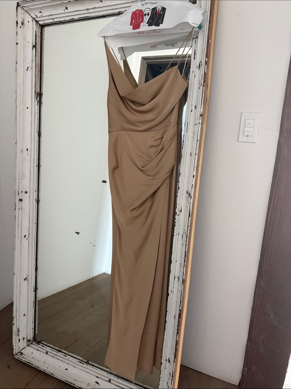 Sculpted Cowl Maxi Dress in Tan